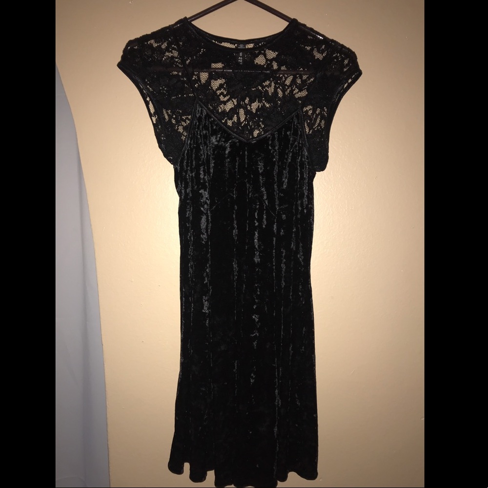 Black velvet and lace dress